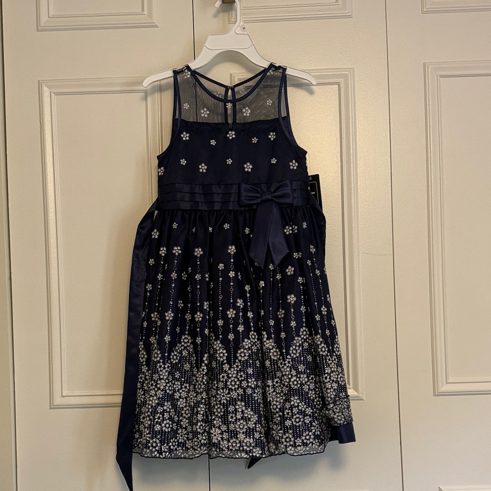 Love Navy Blue Floral Kids Dress